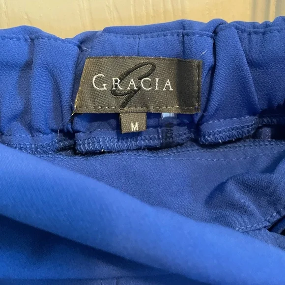 Blue Dress by Gracia size M Medium on or off shoulder with tie stretchy swing - Picture 3 of 11